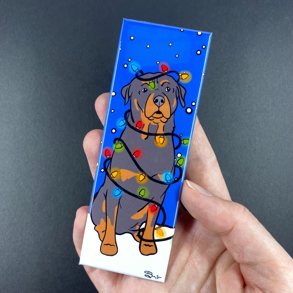 Rottweiler Dog Christmas Lights Magnet Handmade Stocking Stuffer Gifts and Decor - Picture 2 of 9